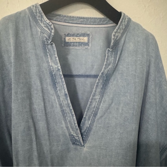 Free People We The Free Jude Denim Pullover Indigo Size Medium - Picture 2 of 11